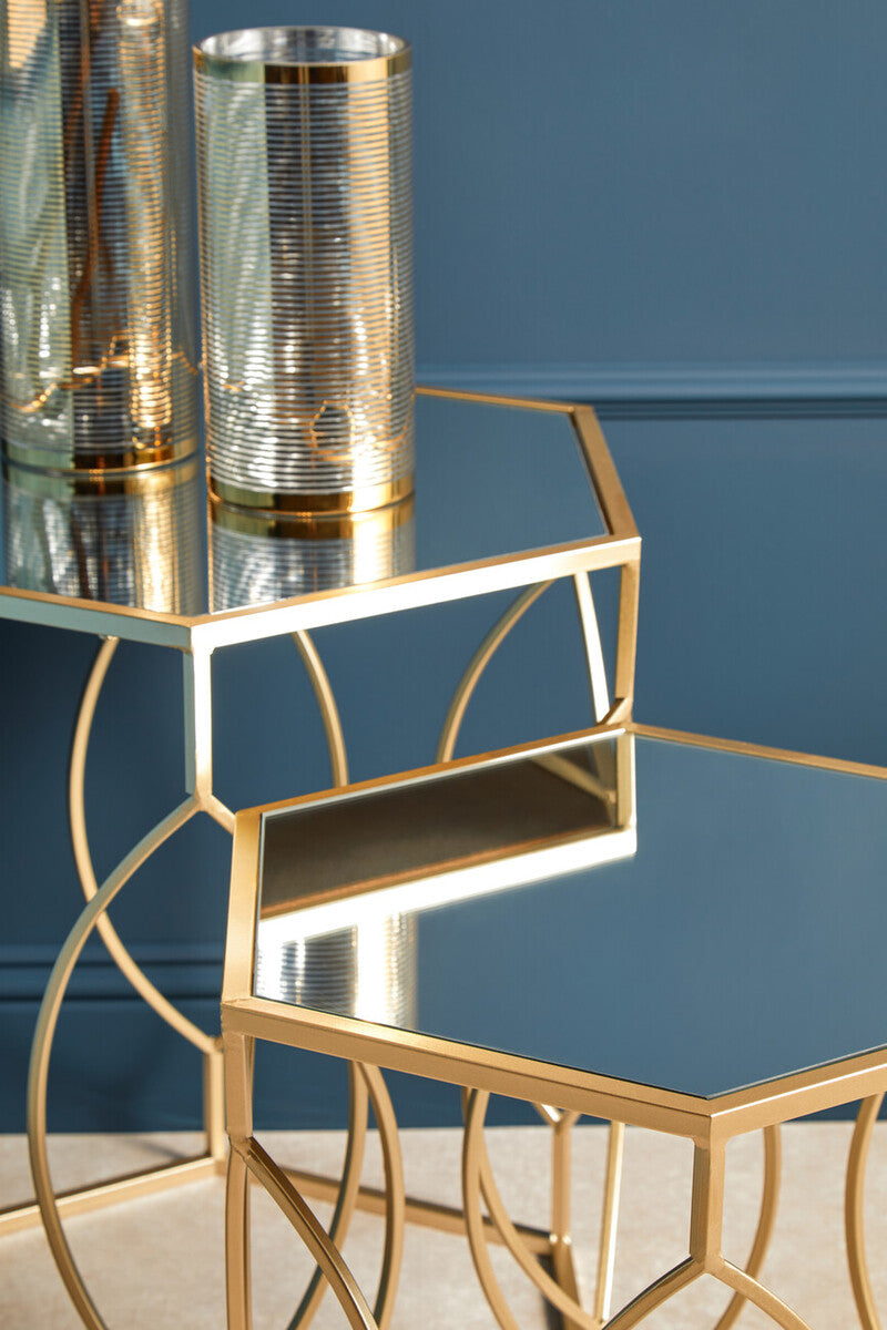 Avantis Set Of 2 Hexagon Champagne Finish Tables