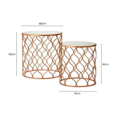 Avantis Set Of Two Mirrored Top Copper Tables