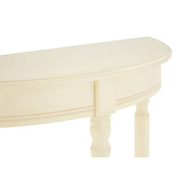 White Pine Wood Ivory Rounded Console Table, Heritage