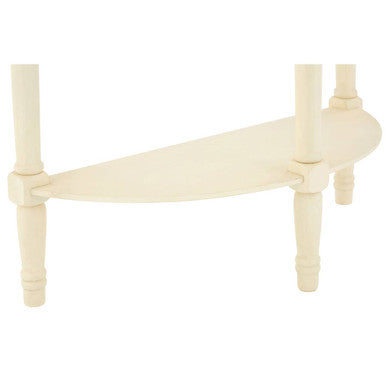 White Pine Wood Ivory Rounded Console Table, Heritage