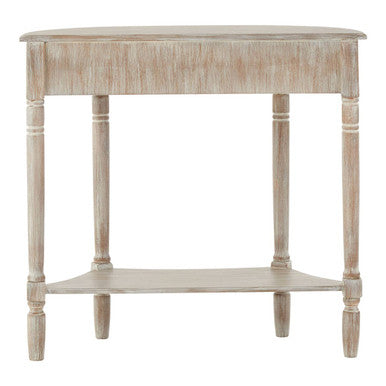 Natural Wash Half Moon Wooden Console Table with Storage Drawer, Heritage