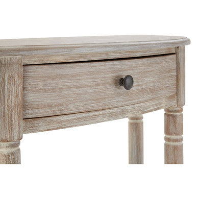 Natural Wash Half Moon Wooden Console Table with Storage Drawer, Heritage