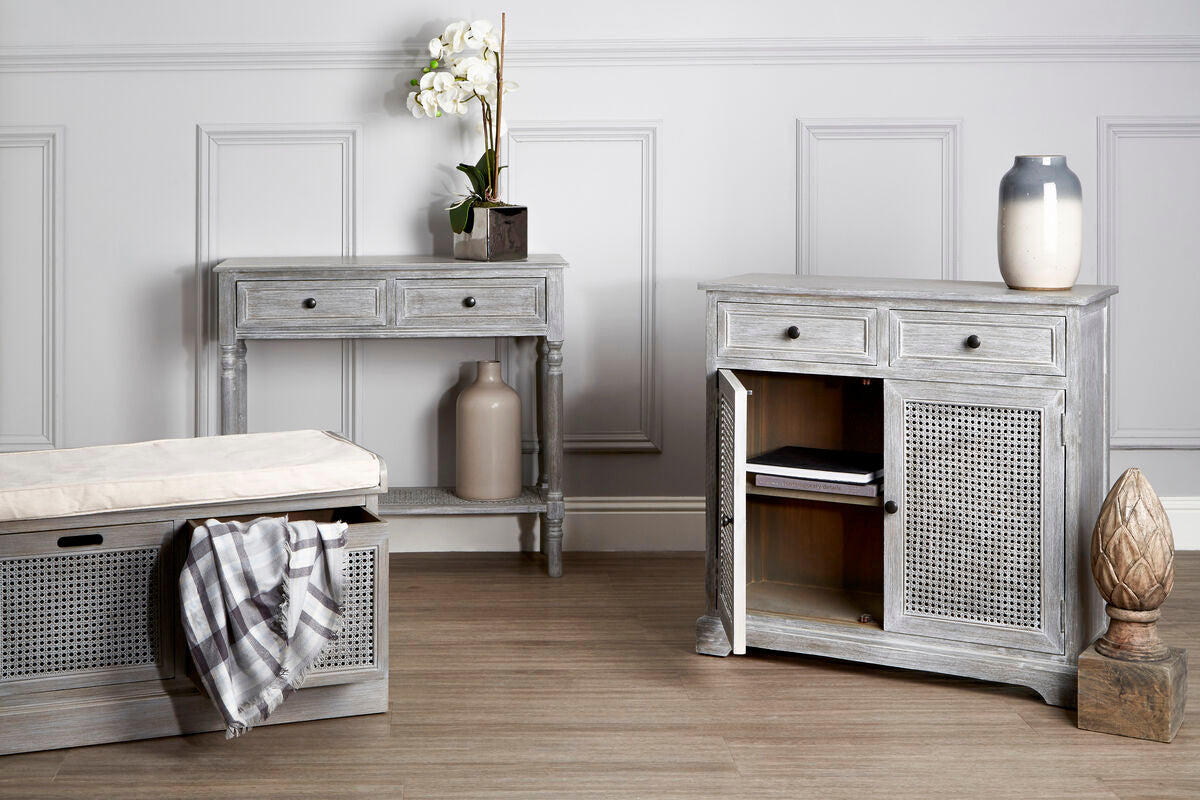 Heritage Grey Wash Lattice Two Door Sideboard