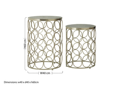 Templar Marble and Nickel Finish Set of 2 Side Tables