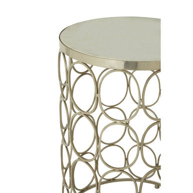 Templar Marble and Nickel Finish Set of 2 Side Tables