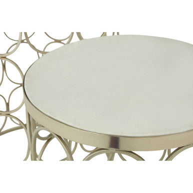 Templar Marble and Nickel Finish Set of 2 Side Tables