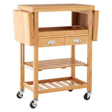 Natural Kitchen Trolley with Drawers and Shelves | Harlow