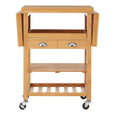 Natural Kitchen Trolley with Drawers and Shelves | Harlow