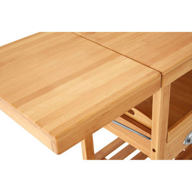 Natural Kitchen Trolley with Drawers and Shelves | Harlow
