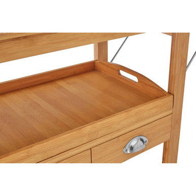 Natural Kitchen Trolley with Drawers and Shelves | Harlow