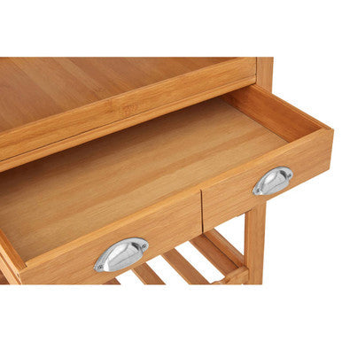 Natural Kitchen Trolley with Drawers and Shelves | Harlow