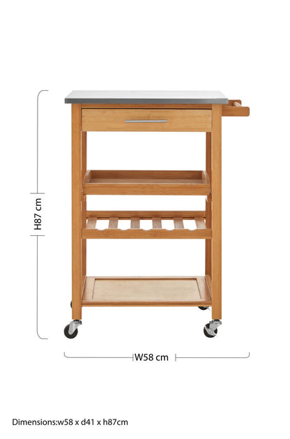 Harlow Bamboo One Drawer Kitchen Trolley