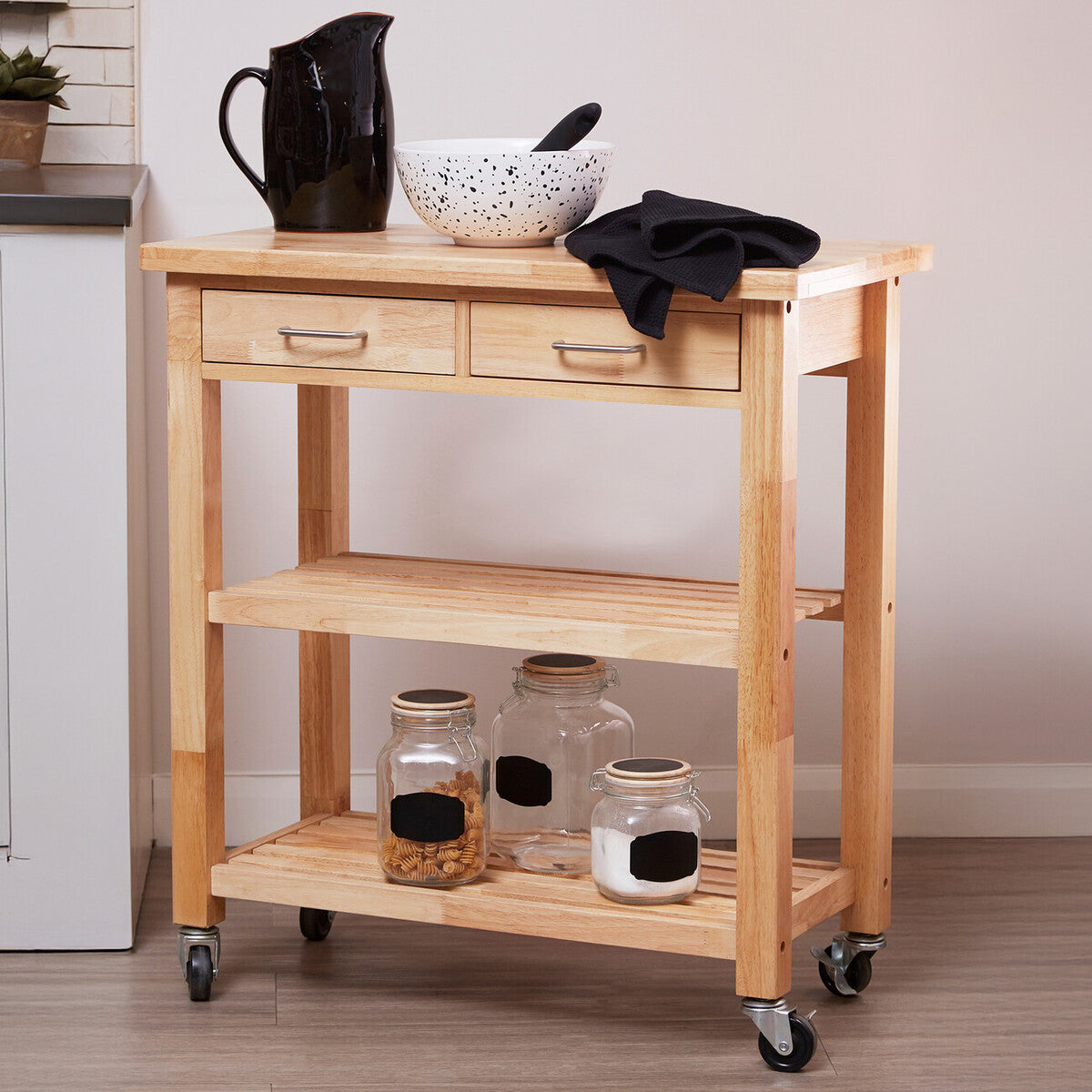 Harlow Glenn Tropical Hevea Wood Kitchen Trolley