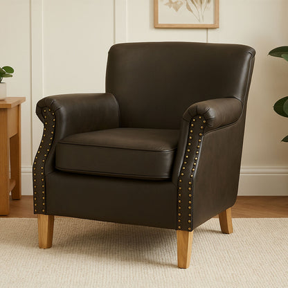 Trinity Brown Leather Effect Armchair