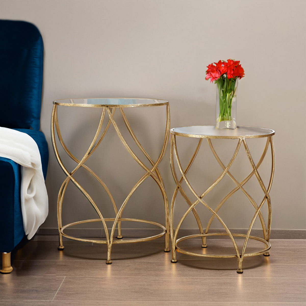 Marcia Mirrored Top Side Tables