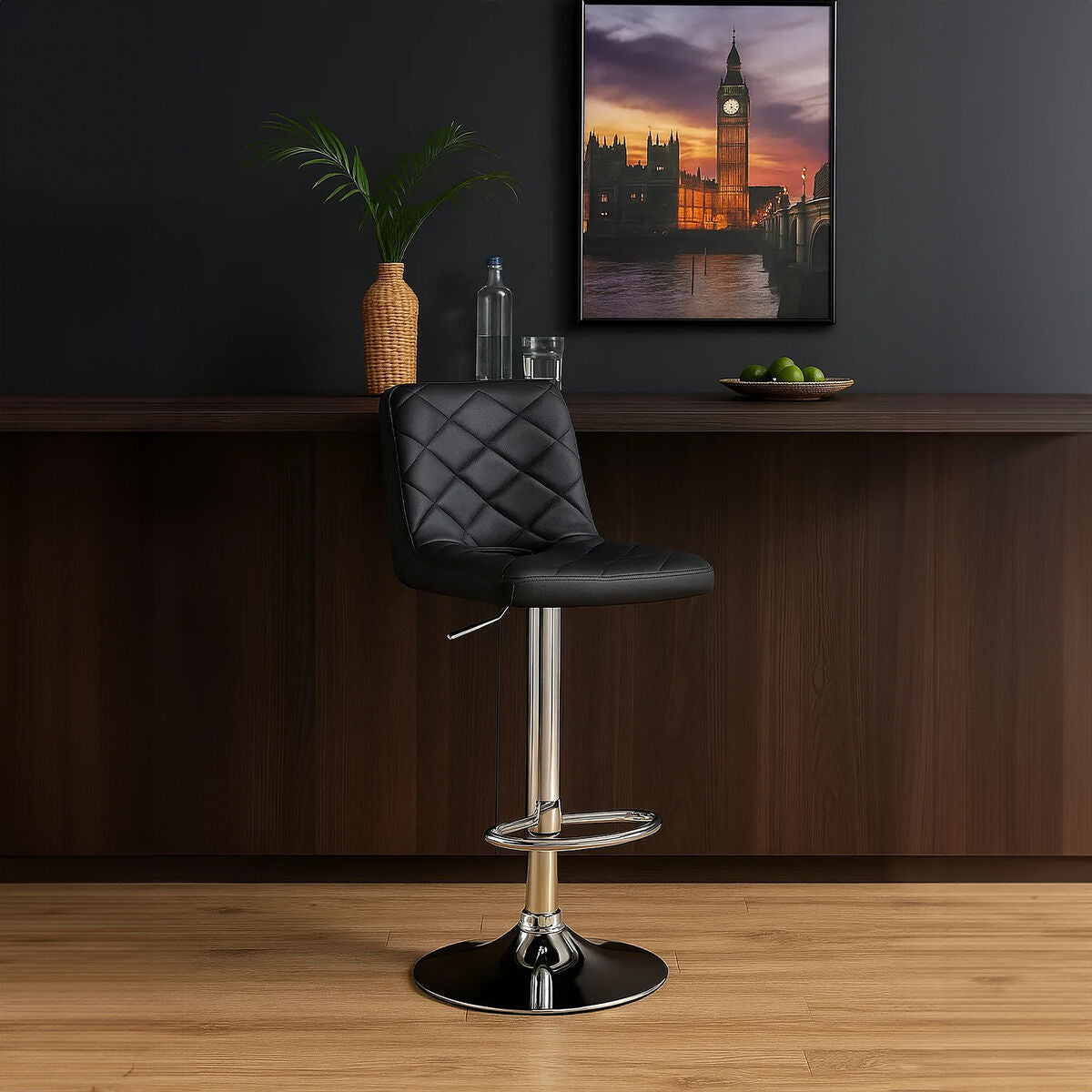 Tara Grey Faux Leather Bar Chair