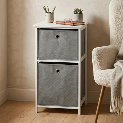 2 Grey Fabric Drawers Cabinet | Lindo