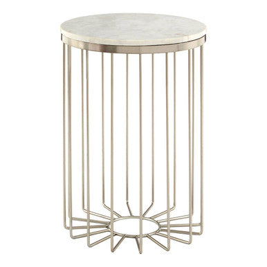 Templar White Marble Cage Design Iron Table