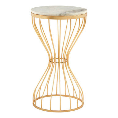 Templar White Marble and Gold Base Round Side Table