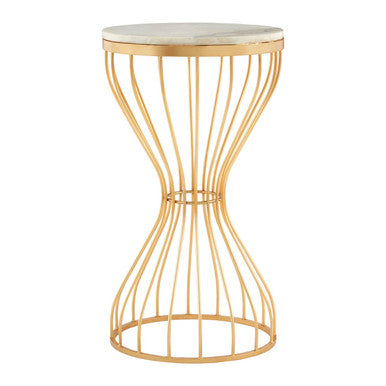 Templar White Marble and Gold Base Round Side Table