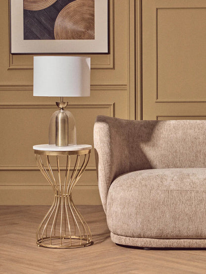 Templar White Marble and Gold Base Round Side Table