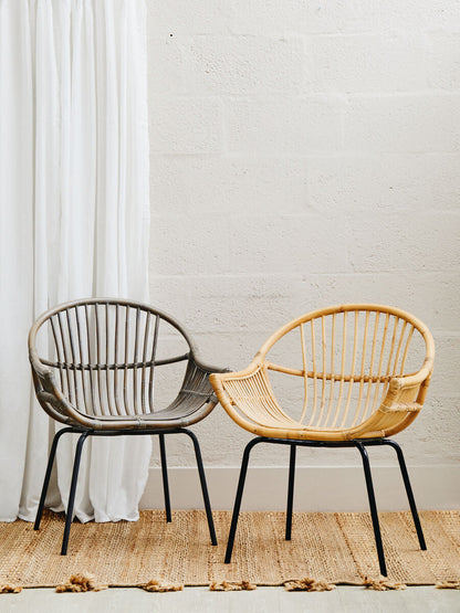 Grey Wash Natural Rattan Chair | Lagom