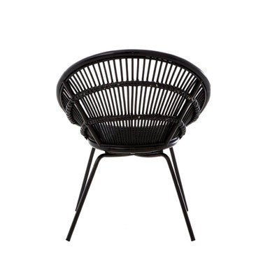 Lagom Black Natural Rattan Chair With Iron Legs