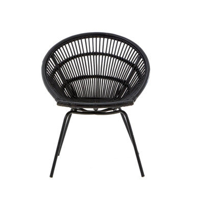 Lagom Black Natural Rattan Chair With Iron Legs