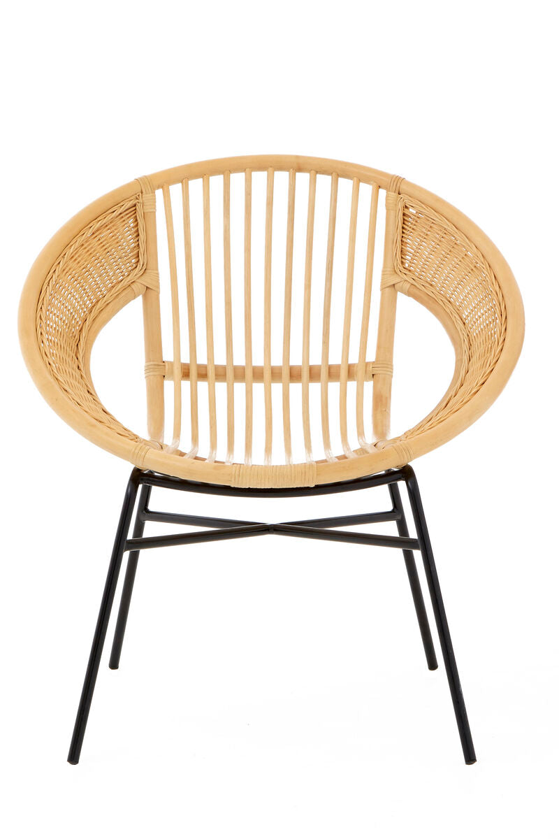 Lagom Natural Rattan And Black Iron Chair