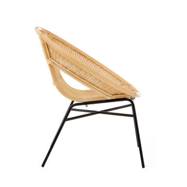 Lagom Natural Rattan And Black Iron Chair