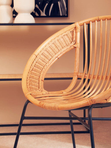 Lagom Natural Rattan And Black Iron Chair