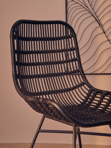 Lagom Curved Black Natural Rattan Chair