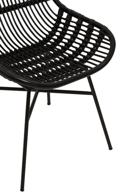 Lagom Curved Black Natural Rattan Chair