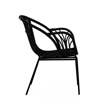 Lagom Black Natural Rattan Chair With Raised Sides
