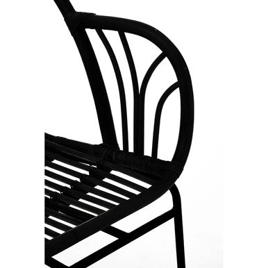 Lagom Black Natural Rattan Chair With Raised Sides