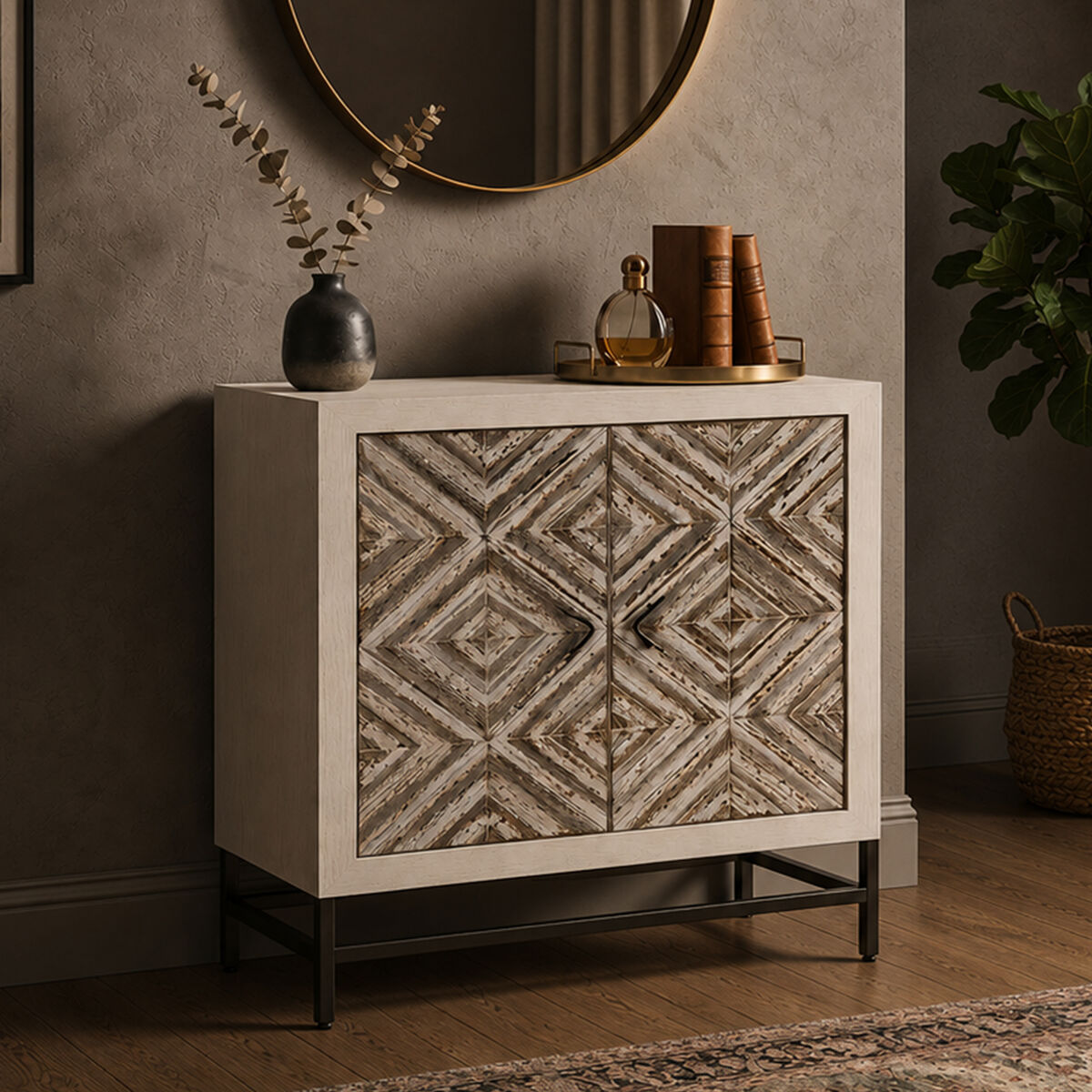 Rustic Chevron 2 Door Cabinet | Lombok