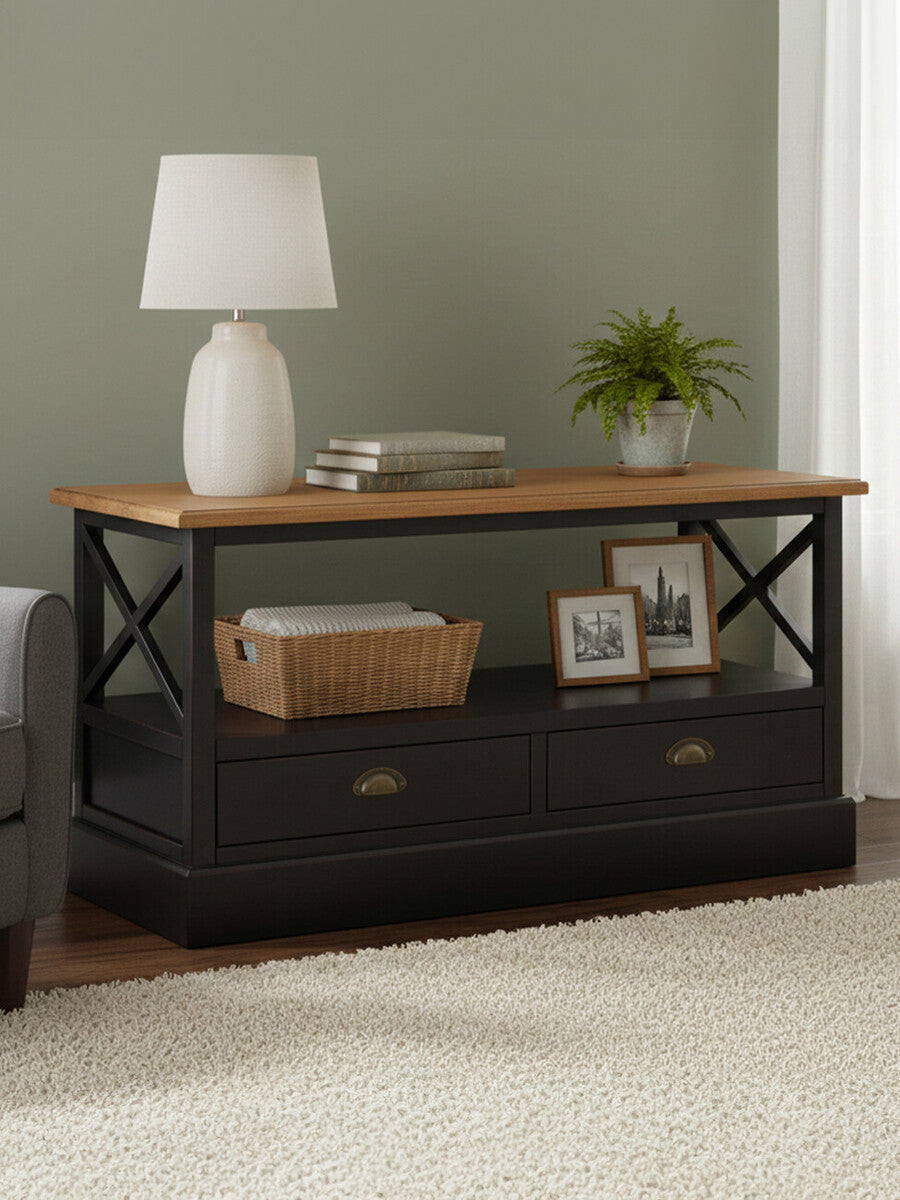 Black Rectangular Storage Coffee Table with Drawers | Virginia