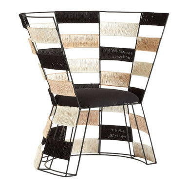 Fusion Beige And Black And White Woven Chair