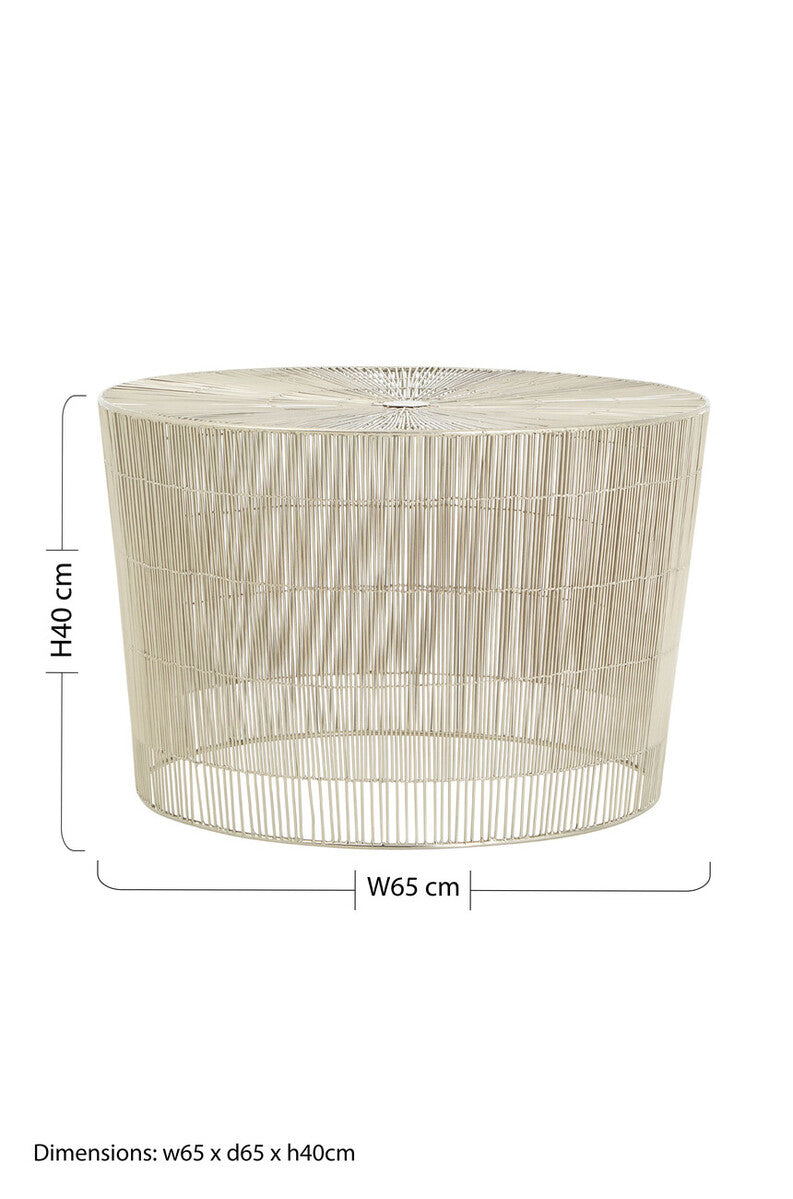 Templar Pewter Finish Cage Round Side Table