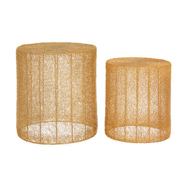Templar Gold Finish Mesh Set of 2 Round Side Tables