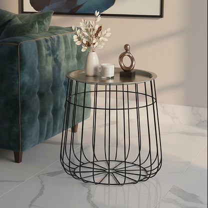 Templar Silver And Black Wire Detail Side Table