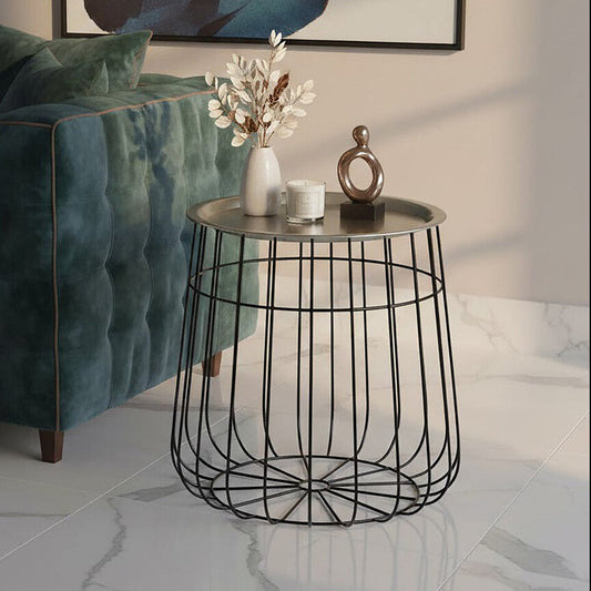 Templar Silver And Black Wire Detail Side Table