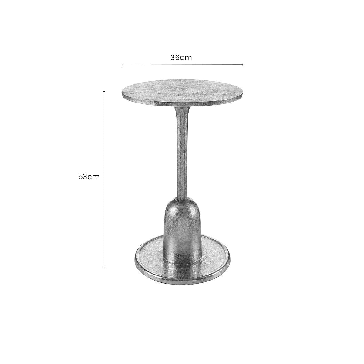 Metallic Silver Round Side Table with Asymmetrical Design | Halle