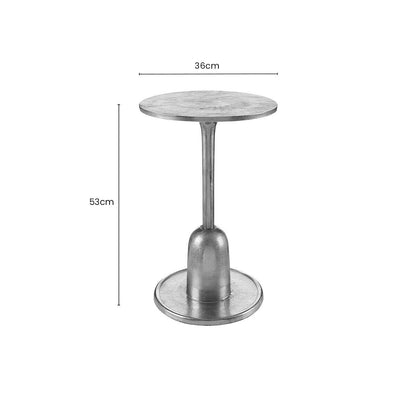 Metallic Silver Round Side Table with Asymmetrical Design | Halle