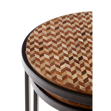 Halle Set of Two Chevron Design Nesting Tables