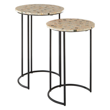 Halle Set of Two Mother Of Pearl Nesting Side Tables