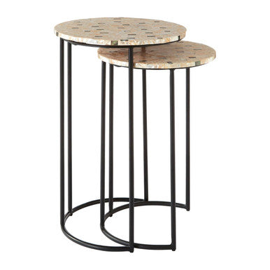 Halle Set of Two Mother Of Pearl Nesting Side Tables