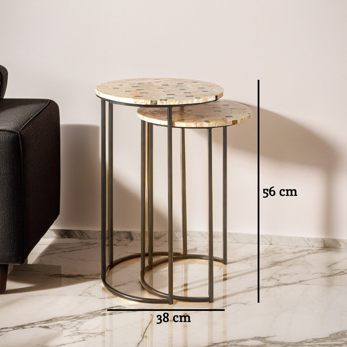 Halle Set of Two Mother Of Pearl Nesting Side Tables