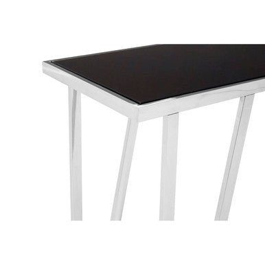 Ackley Silver Console Table With Black Glass
