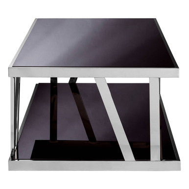 Ackley Silver Coffee Table With Black Glass